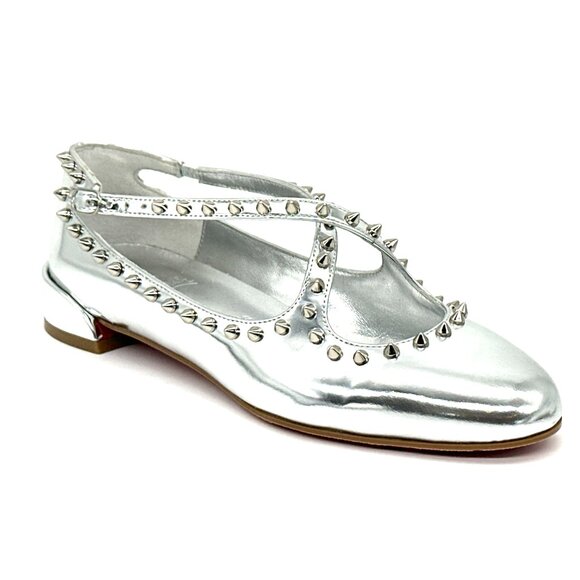 Christian Louboutin PILOUTA JANE SPIKES FLAT Criss Cross Ballerina Shoes - Picture 12 of 16